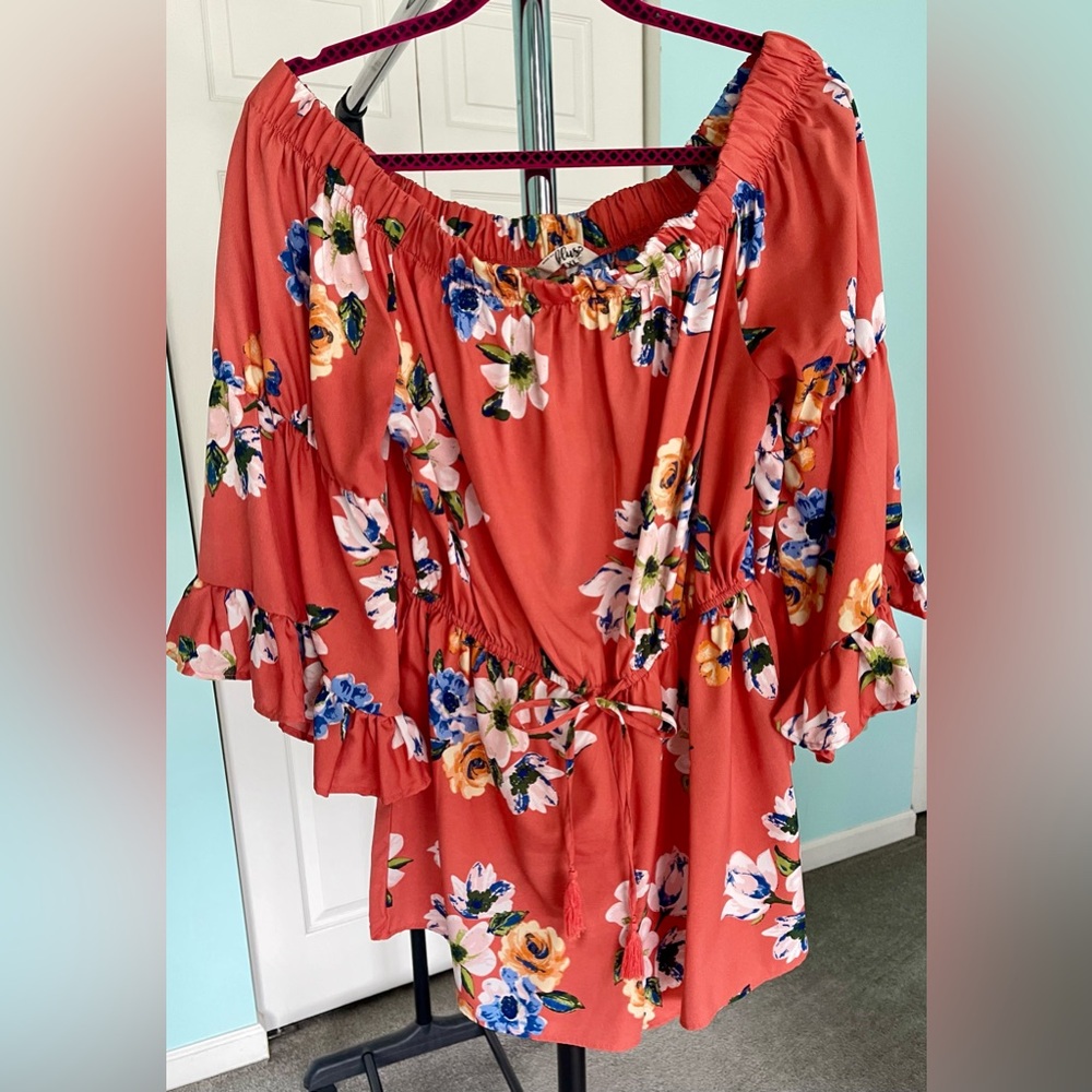 Floral Off-Shoulder Ruffle Shorts Jumper